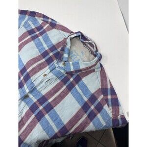 Tommy Bahama Relax 100% Linen Button Up Shirt Blue Short Sleeve size L/G